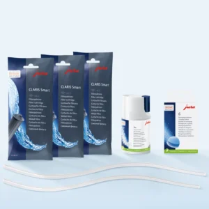 Kit de curățare cu trei filtre de apă Jura Claris Smart, 90 g tablete de curățare cu 3 faze și două furtunuri de silicon lungi de 360 mm pentru aparatele de cafea Jura